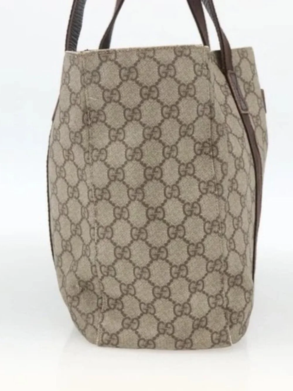GUCCI GG Supreme Tote Bag PVC Beige 141624 Auth bs34230